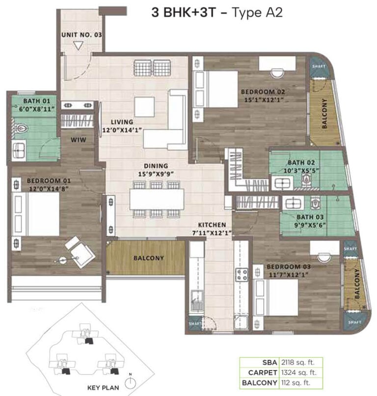 3bhk 2118 sattva aaranya mysore road