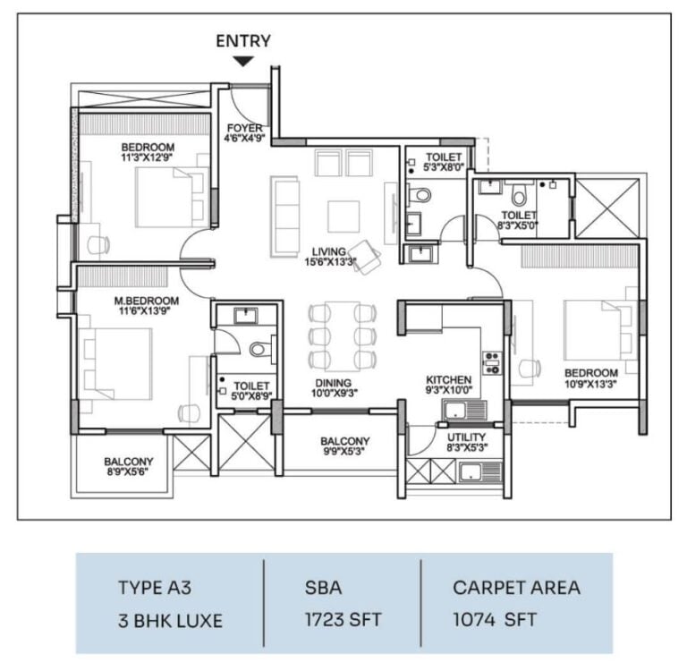 3bhk luxe 1770 suraksha whispering waves begur