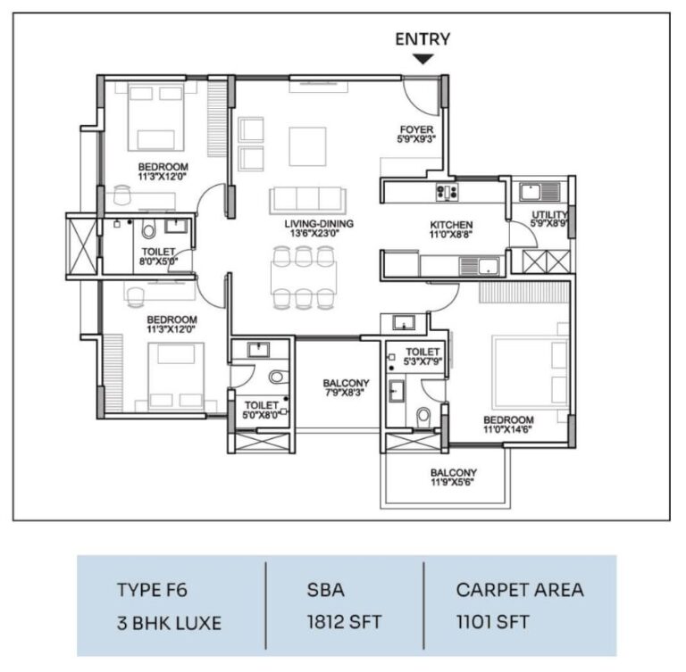3bhk luxe 1812 suraksha whispering waves begur