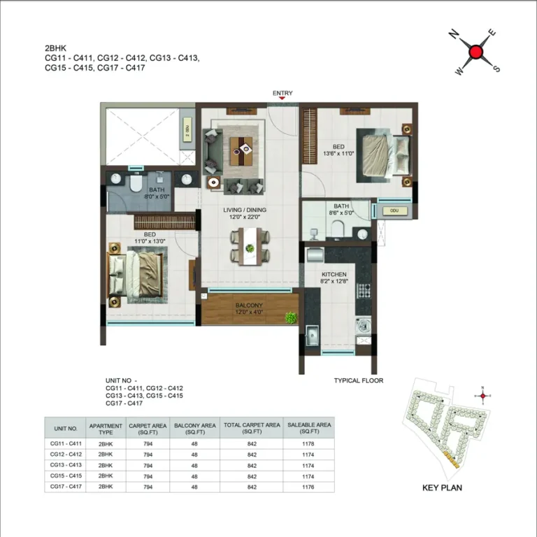 2bhk 1174 casagrand moondance kumbalgodu