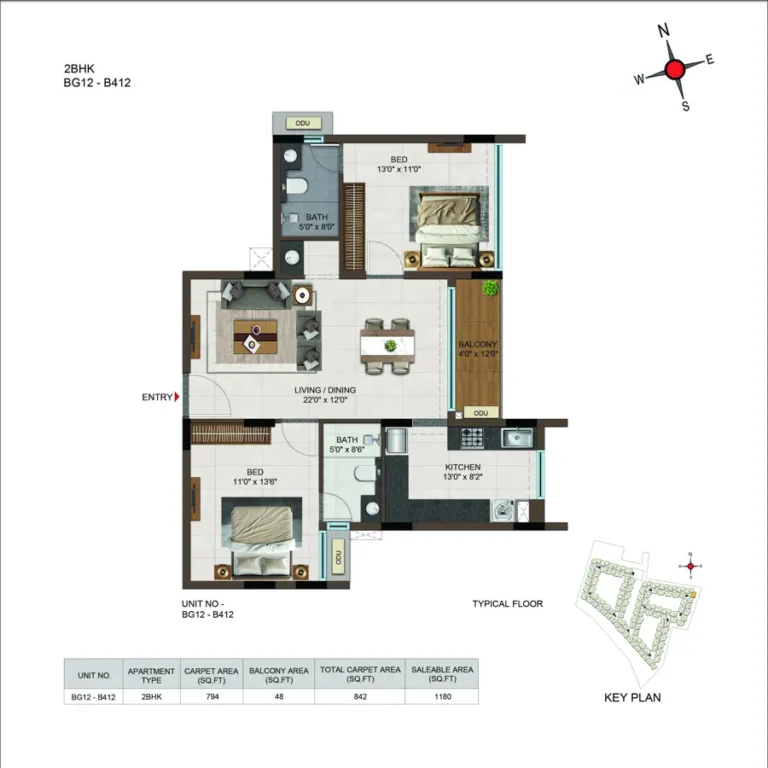 2bhk 1180 casagrand moondance kumbalgodu
