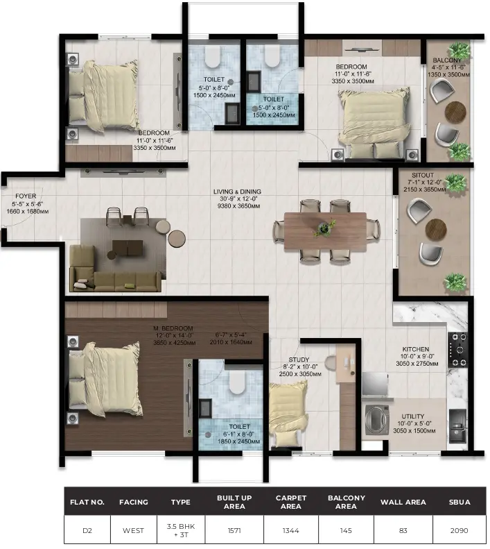 3.5bhk 2090 amberstone ventara sarjapur