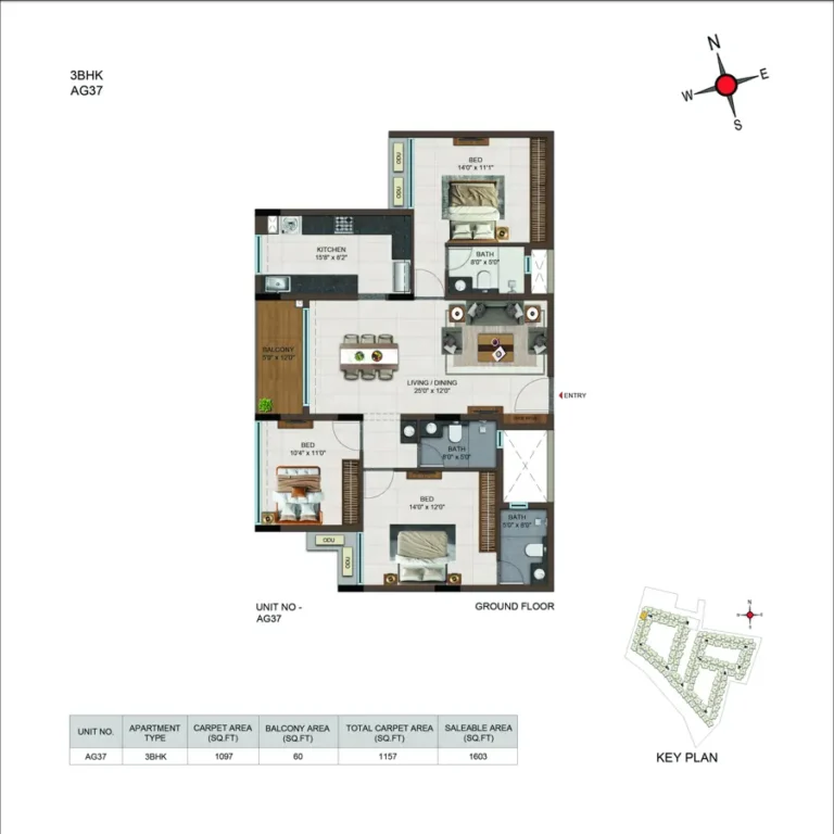3bhk 1603 casagrand moondance kumbalgodu