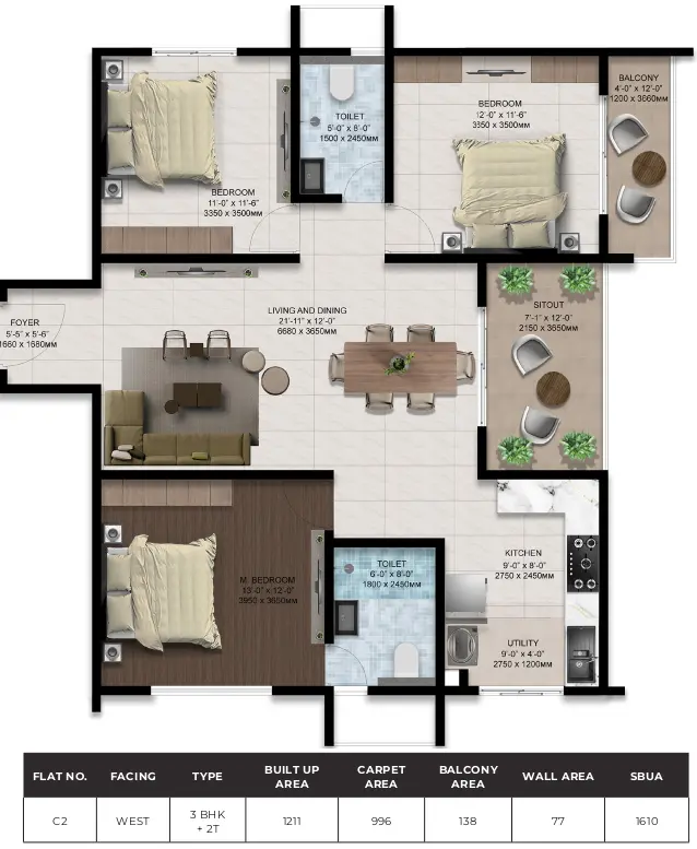 3bhk 1610 amberstone ventara sarjapur