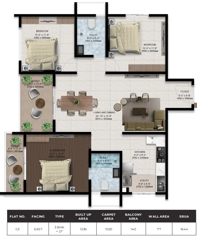 3bhk 1644 amberstone ventara sarjapur