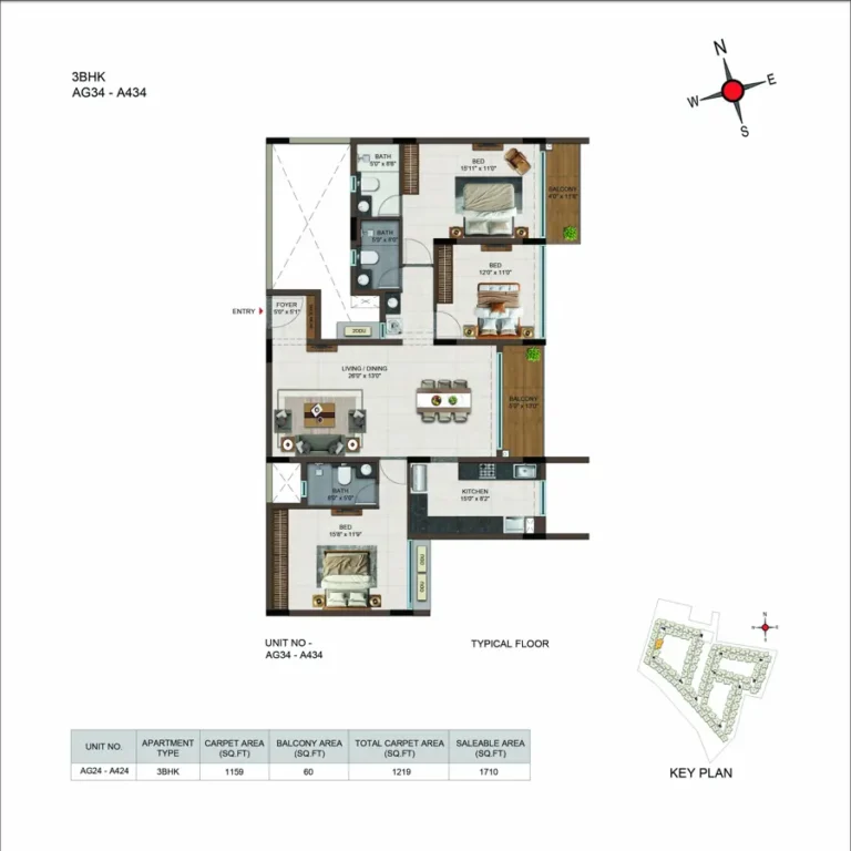 3bhk 1710 casagrand moondance kumbalgodu
