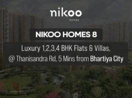 Nikoo Homes 8 in Thanisandra, North Bangalore Details | Reviews | Price | Floor Plan | Photos | Master Plan | Brochure | Amenities | Location main elevation ph nikoo homes 8