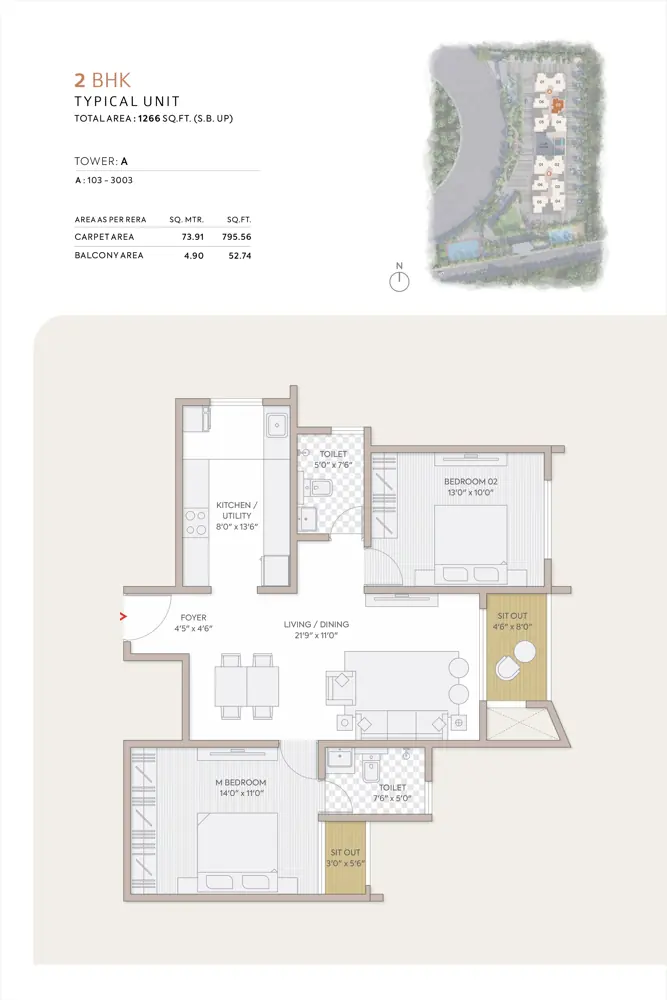 2bhk 1266 orchid south park
