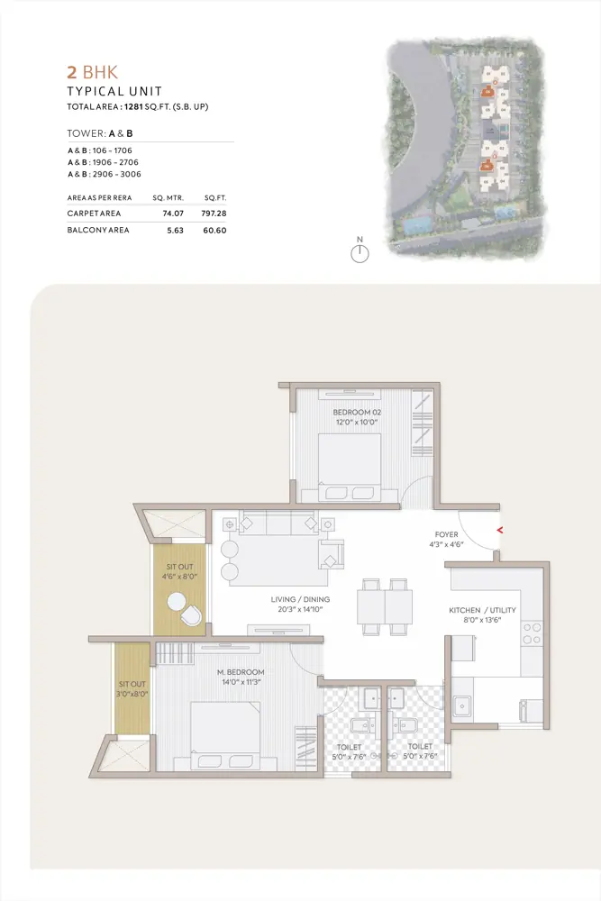 2bhk 1281 orchid south park