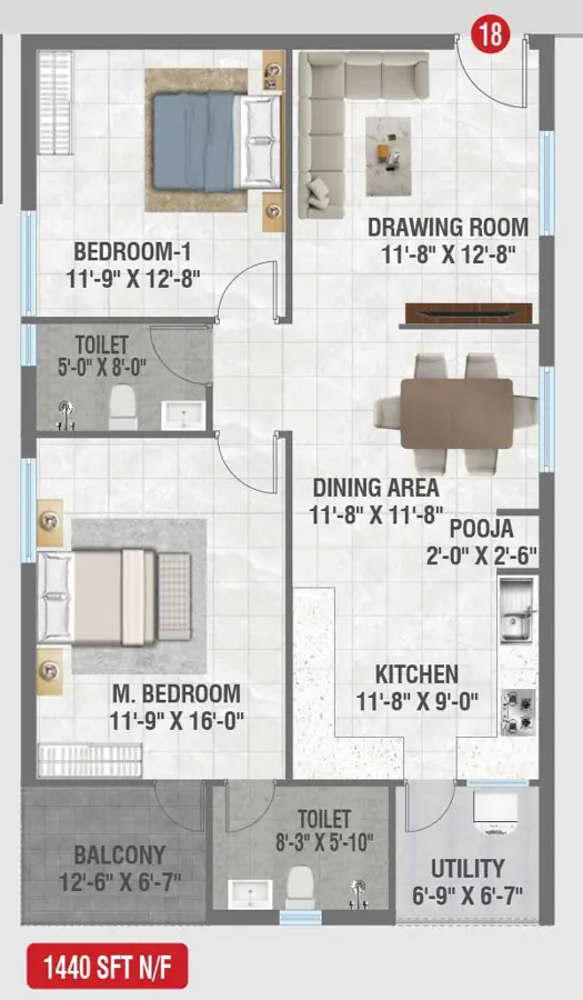 2bhk 1440 amrutha sagar kompally