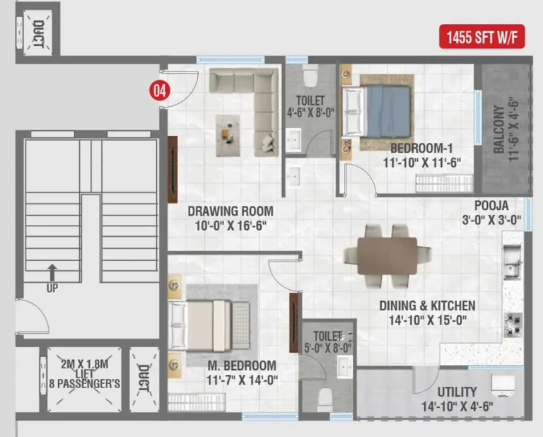 2bhk 1455 amrutha sagar kompally