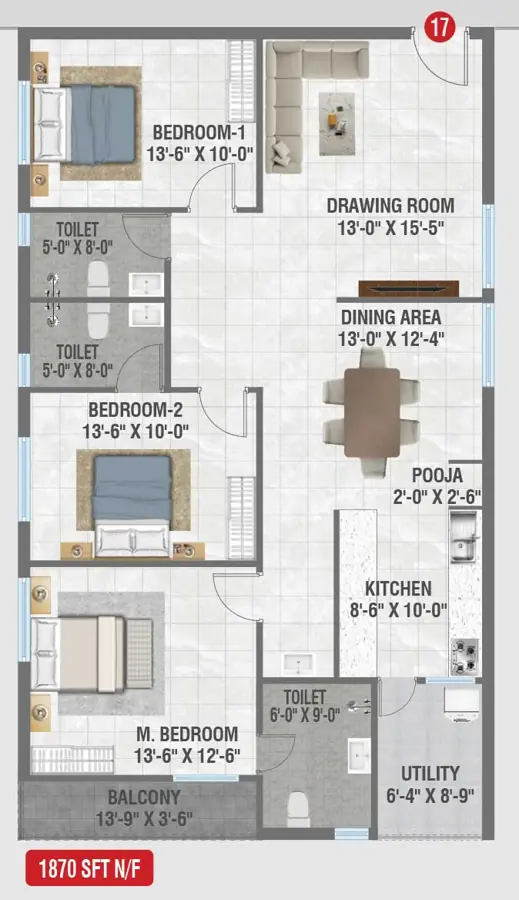 3bhk 1870 amrutha sagar kompally