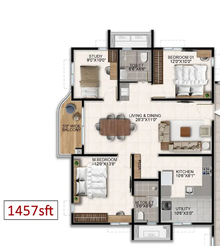 2bhk 1457 aparna wonder woods