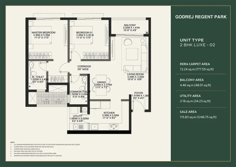 2bhk luxe 1246 godrej regent park kada agrahara