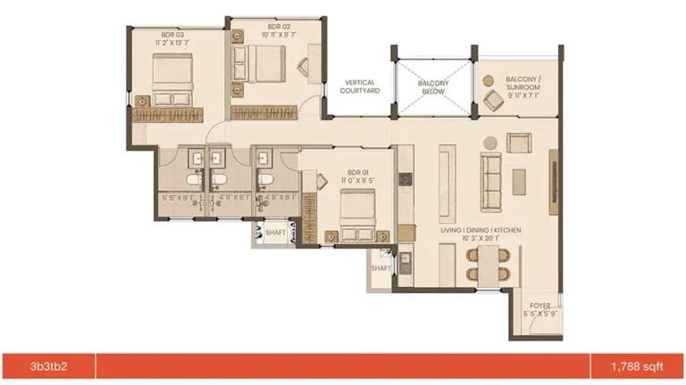 3bhk 1788 graviti hanging gardens