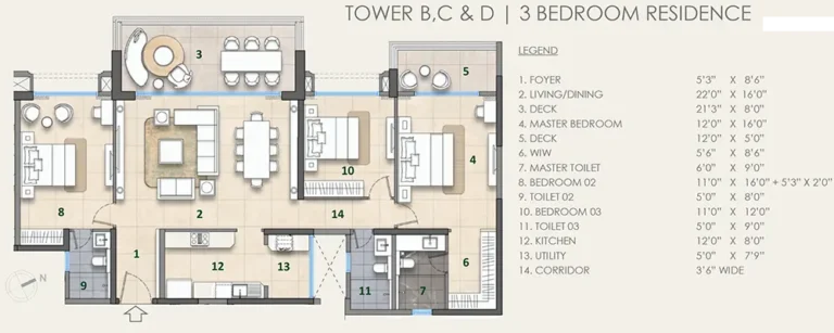 3bhk bcd fiorana @ lodha beaumont estate sadahalli