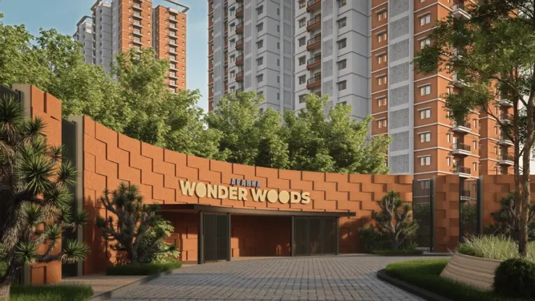 entrance arch aparna wonder woods
