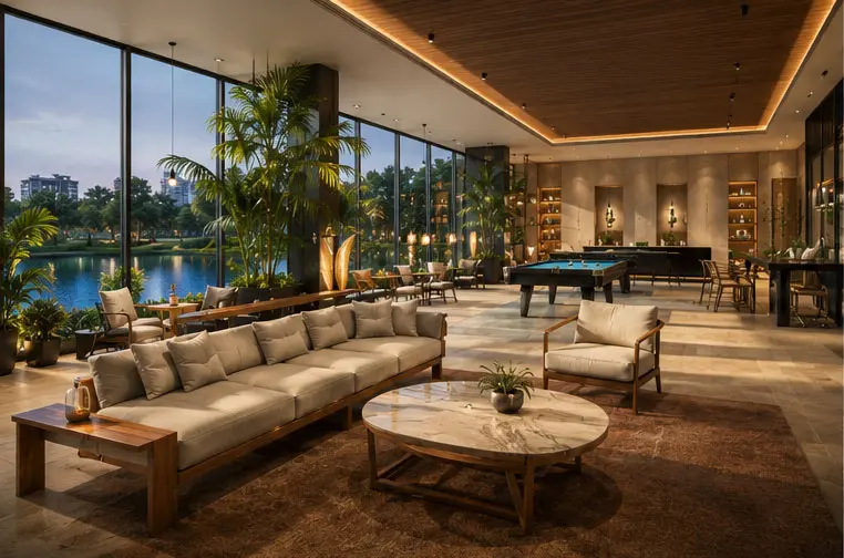 Conceptual premium residents clubhouse lounge