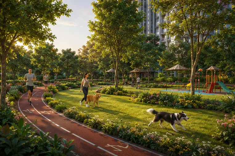 Conceptual landscaped gardens and pet park