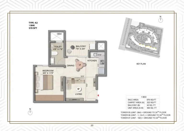 1bhk 570 prestige parklane kiadb phase 2
