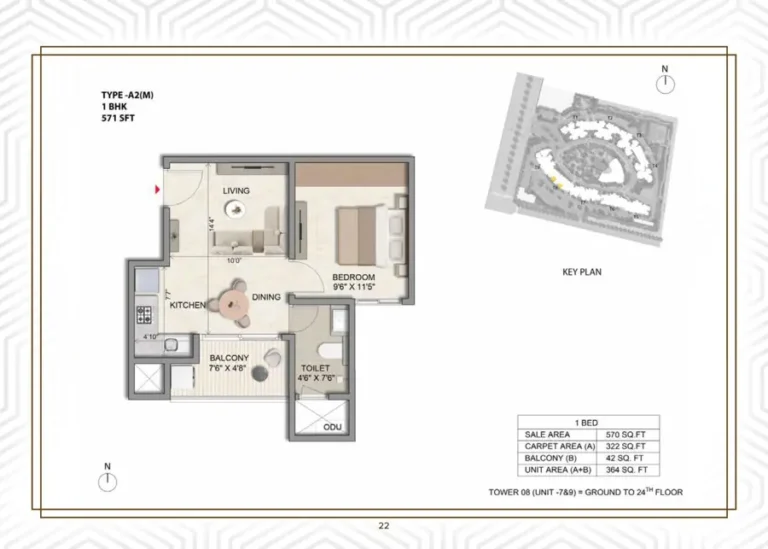 1bhk 571 prestige parklane kiadb phase 2