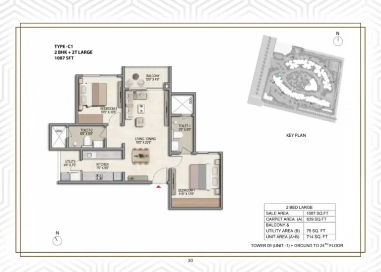 2bhk 1087 prestige parklane kiadb phase 2
