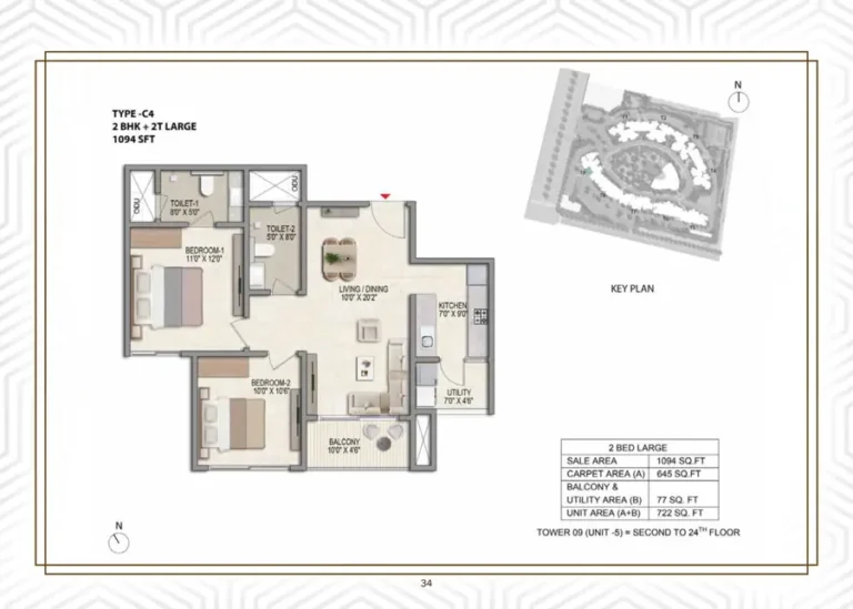 2bhk 1094 prestige parklane kiadb phase 2