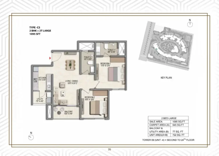 2bhk 1095 prestige parklane kiadb phase 2