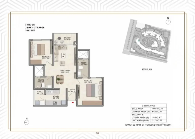 2bhk 1097 prestige parklane kiadb phase 2