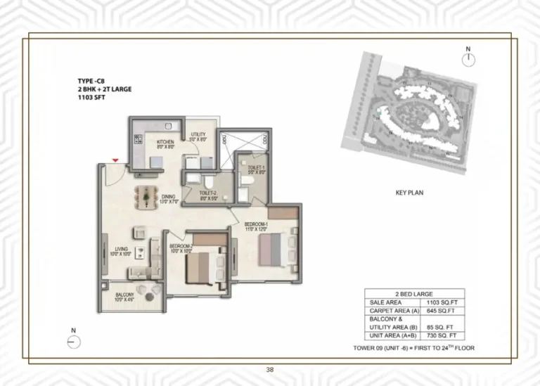 2bhk 1103 prestige parklane kiadb phase 2