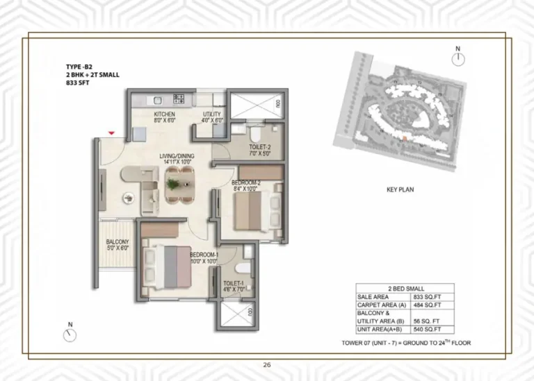 2bhk 833 prestige parklane kiadb phase 2