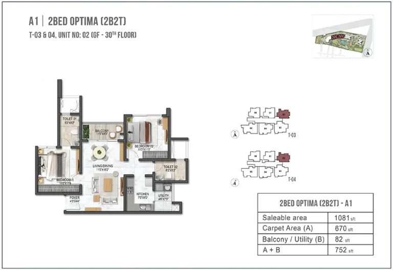 2bhk optima 1081 prestige garden breeze at prestige city