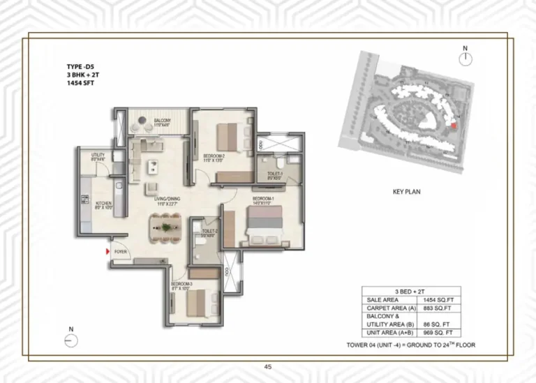 3bhk 1454 prestige parklane kiadb phase 2