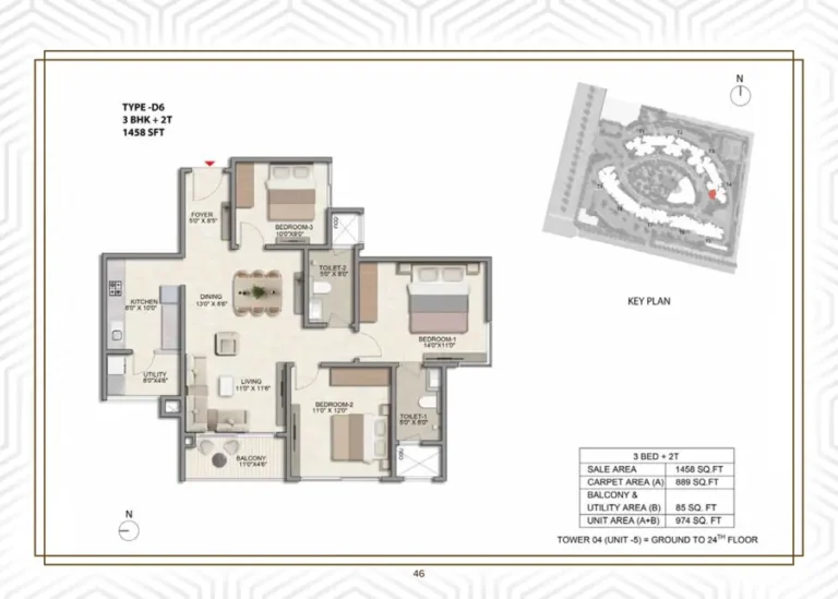 3bhk 1458 prestige parklane kiadb phase 2