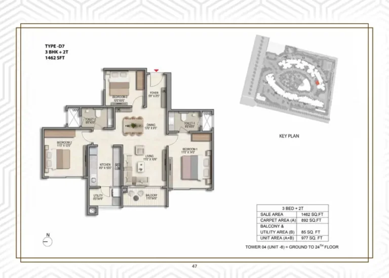 3bhk 1462 prestige parklane kiadb phase 2