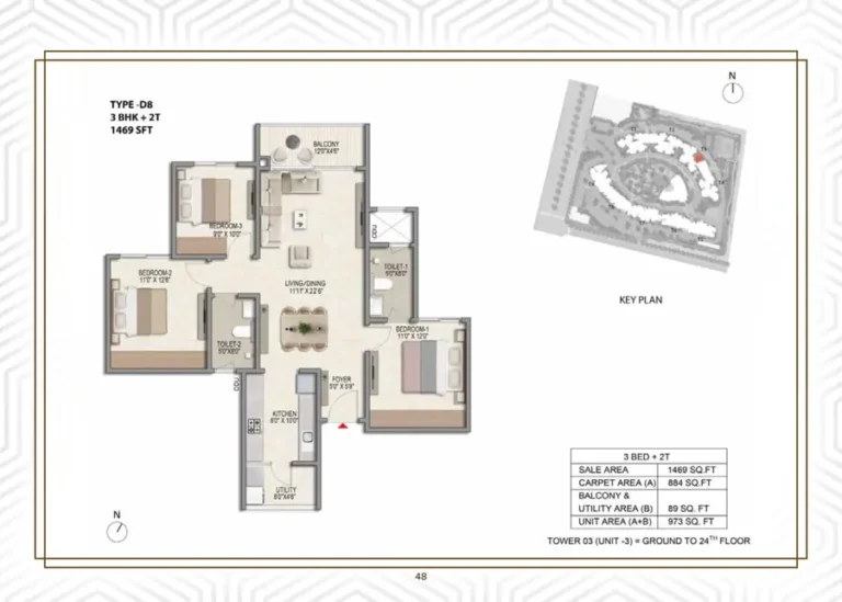 3bhk 1469 prestige parklane kiadb phase 2