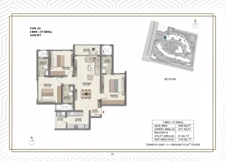 3bhk 1638 prestige parklane kiadb phase 2