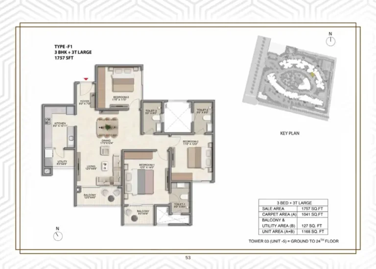 3bhk 1757 prestige parklane kiadb phase 2