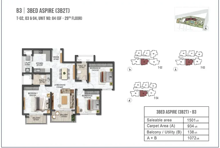 3bhk aspire 1501 prestige garden breeze at prestige city