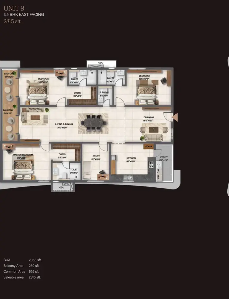 3 5bhk 2815 sq ft avira by avr kokapet