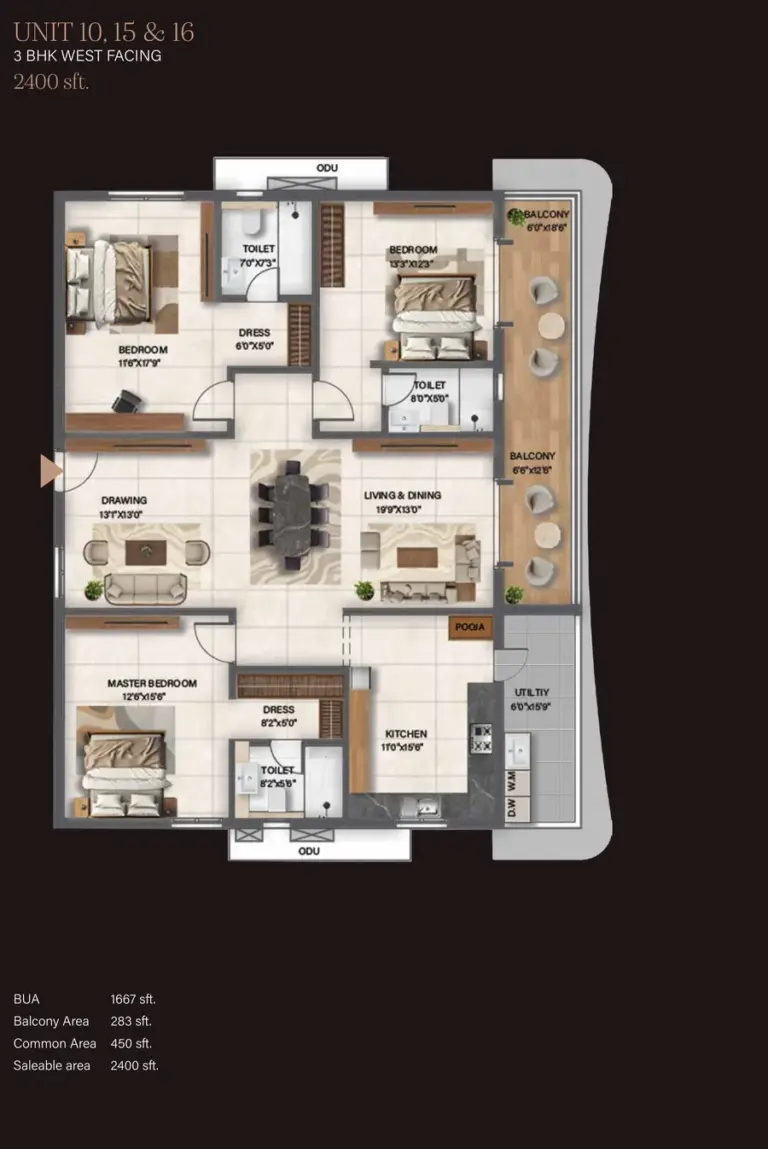 3bhk 2400 sq ft avira by avr kokapet