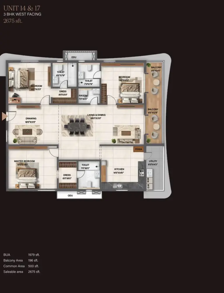 3bhk 2675 sq ft avira by avr kokapet