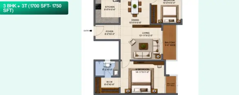 3bhk 3t 1700 1750 a urbanrise the living wave sarjapur road