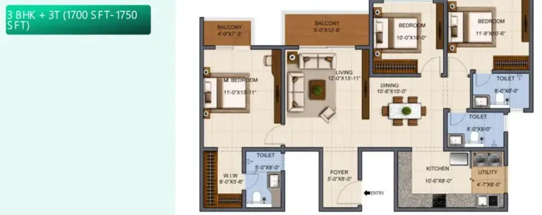 3bhk 3t 1700 1750 d urbanrise the living wave sarjapur road