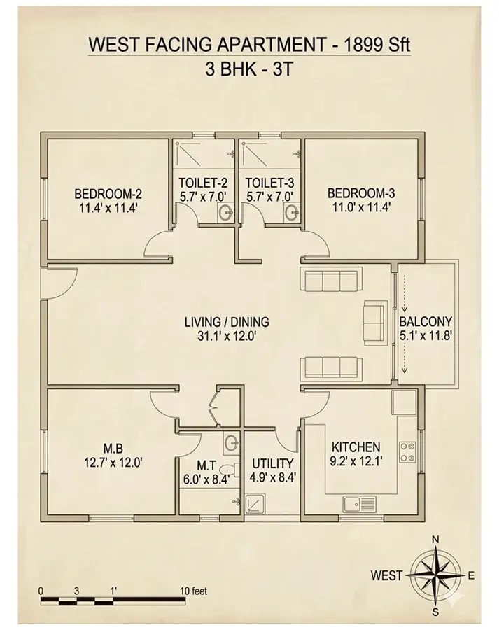 godrej brooklyn avenue kukatpally 3bhk west facing 1899 sq.ft