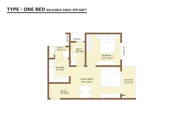 nikoo homes 9 kiadb 1bhk 879